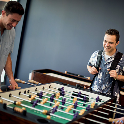 students in dorm hall