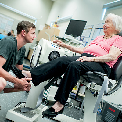 student in exercise science lab