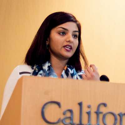 student giving presentation