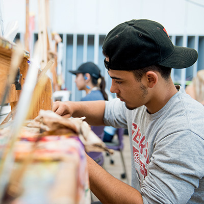 student in art studio