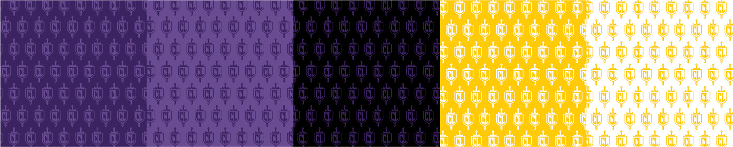 Repeating patterns of the Cal Lutheran Spirit Mark in multiple colors